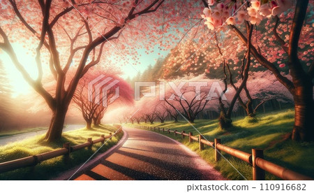 被夕陽照亮的櫻花 被夕陽照亮的櫻花 110916682