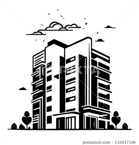 Building apartment illustration sketch hand draw 110917196