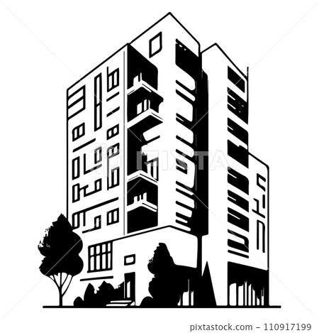 Building apartment illustration sketch hand draw Building apartment illustration sketch hand draw 110917199