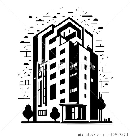 Building apartment illustration sketch hand draw 110917273
