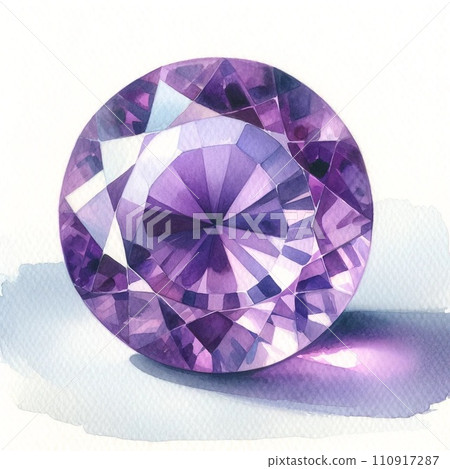 AI-generated image of February birthstone amethyst drawn with a watercolor touch 110917287