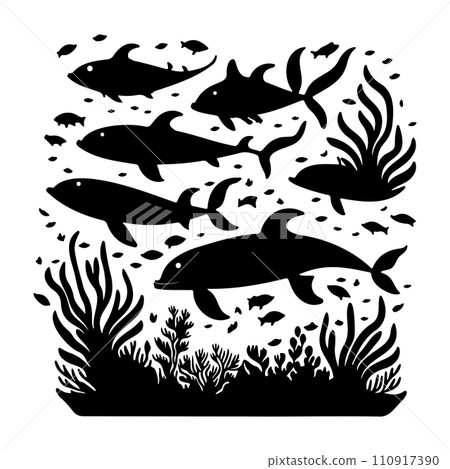 ocean whale underwater coral illustration sketch hand draw ocean whale underwater coral illustration sketch hand draw 110917390