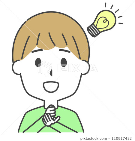 Upper body illustration of a man who came up with a good idea 110917452