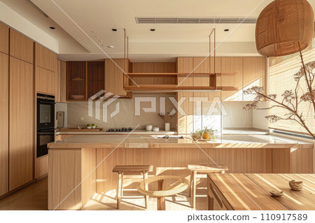 Minimalism modern interior japandi design,kitchen and dining room 110917589