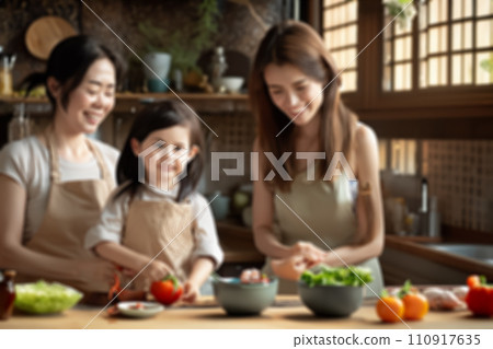 Healthy kitchen time for the family (generated AI image) 110917635