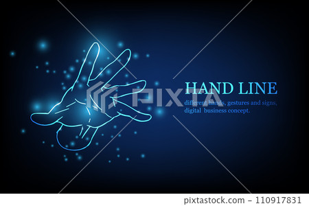 Human hand line, different hands, gestures and signs, digital business concept, futuristic digital innovation background vector illustration. Human hand line, different hands, gestures and signs, digital business concept, futuristic digital innovation background vector illustration. 110917831