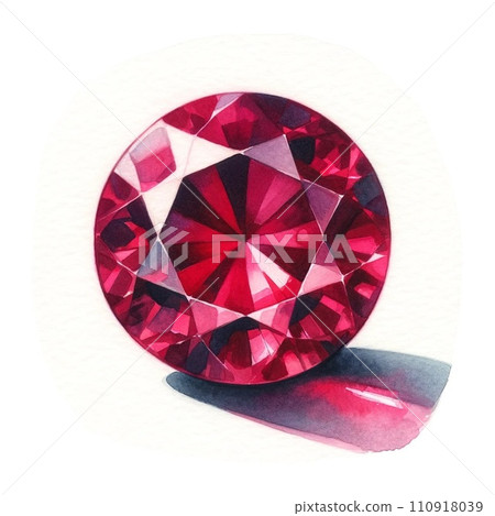 AI 生成的水彩畫七月生日石紅寶石圖像 AI 生成的水彩畫七月生日石紅寶石圖像 110918039