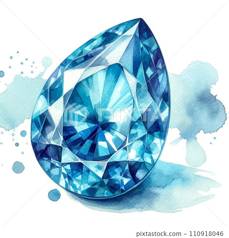 AI 生成的海藍寶石圖像(三月生日石),以水彩風格繪製 AI 生成的海藍寶石圖像(三月生日石),以水彩風格繪製 110918046