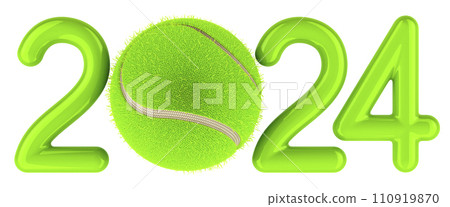 Tennis 2024 with tennis ball, concept. 3D rendering 110919870