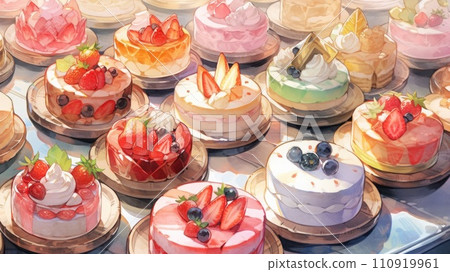 Many cakes seen from above_6 Generative AI 110919961