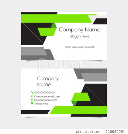 Vector abstract business card background design. Modern business name card layout design for print. Green background vector template Vector abstract business card background design. Modern business name card layout design for print. Green background vector template 110920061