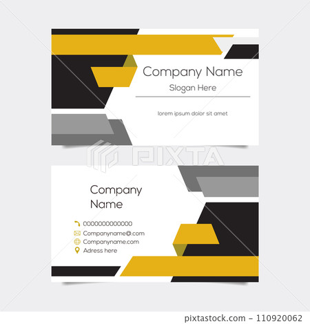 Vector abstract business card background design. Modern business name card layout design for print. Yellow background vector template Vector abstract business card background design. Modern business name card layout design for print. Yellow background vector template 110920062