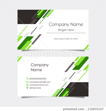 Vector abstract business card background design. Modern business name card layout design for print. Green background vector template Vector abstract business card background design. Modern business name card layout design for print. Green background vector template 110920147