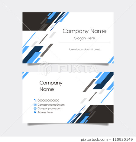 Vector abstract business card background design. Modern business name card layout design for print. Blue background vector template Vector abstract business card background design. Modern business name card layout design for print. Blue background vector template 110920149