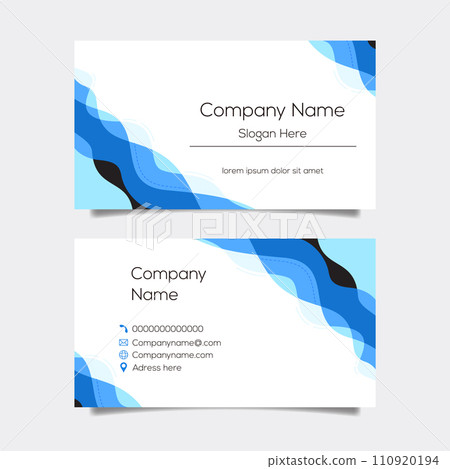 Vector abstract business card background design. Modern business name card layout design for print. Blue background vector template Vector abstract business card background design. Modern business name card layout design for print. Blue background vector template 110920194