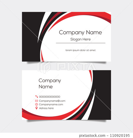 Vector abstract business card background design. Modern business name card layout design for print. Red background vector template 110920195