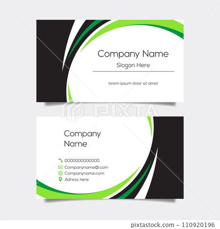Vector abstract business card background design. Modern business name card layout design for print. Green background vector template Vector abstract business card background design. Modern business name card layout design for print. Green background vector template 110920196