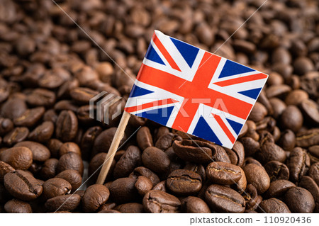 United Kingdom or Great Britain flag on coffee bean, import export trade online commerce. 110920436