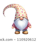 Cute whimsical gnome design elements valentine day watercolor on an On transparent background. 110920612