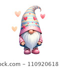 Cute whimsical gnome design elements valentine day watercolor on an On transparent background. 110920618