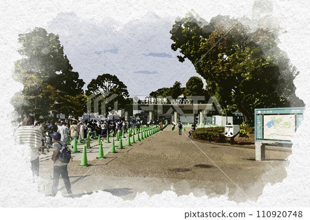水彩風格上野公園上野動物園東京台東區 水彩風格上野公園上野動物園東京台東區 110920748