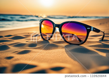 Sunglasses on Sunny Beach Sand Sunglasses on Sunny Beach Sand 110920844