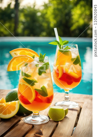 Refreshing Summer Drink by the Pool Refreshing Summer Drink by the Pool 110920845