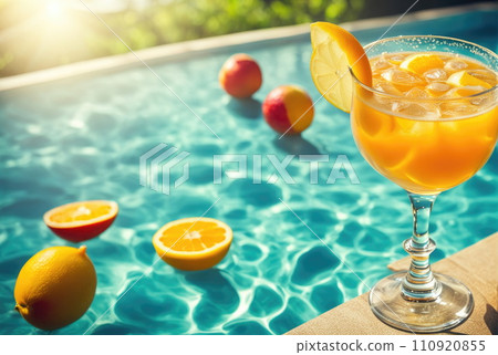 Refreshing Summer Drink by the Pool 110920855