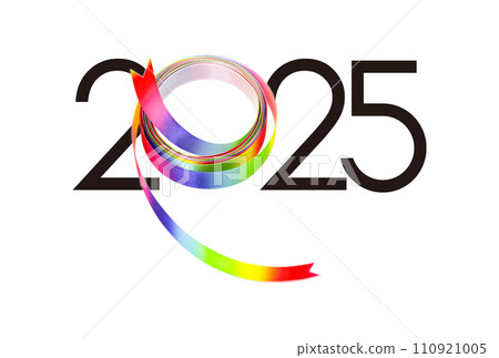 2025 New Year's card Year of the Snake Rainbow colored ribbon 2025 New Year's card Year of the Snake Rainbow colored ribbon 110921005