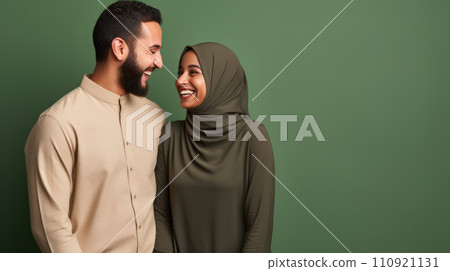 AI-generated content. Young arab couple on chromakey 110921131