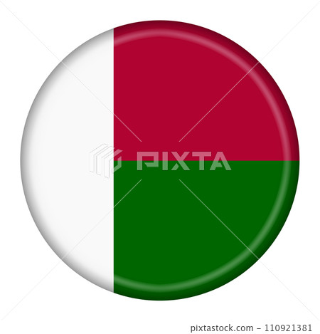 Madagascar flag button 3d illustration with clipping path 110921381
