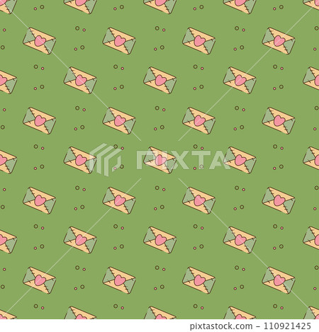 Seamless pattern with cute y2k envelope. Cartoon doodle vector illustration. Seamless pattern with cute y2k envelope. Cartoon doodle vector illustration. 110921425