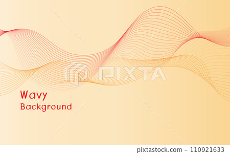 Abstract colorfull wave element for design. Stylized line art background. Vector illustration. Wave with lines created using blend tool. Digital frequency track equalizer. Curved wavy line. 110921633
