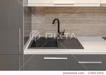 Black Sink Modern Kitchen Black Sink Modern Kitchen 110921858