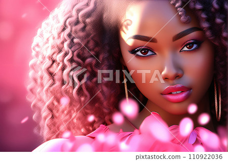 AI-generated content. AI generated. Illustration. Close-up portrait of beautiful Latina woman with 110922036