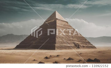 廣漠沙漠中的大金字塔_01_AI生成影像 110922152