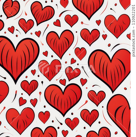 Valentines day flat abstract pink, red hearts white background banner. Perfect for Valentines Day card, romantic themed design, voucher, greeting card, wrapping paper, gift package. Concept love. 110922201
