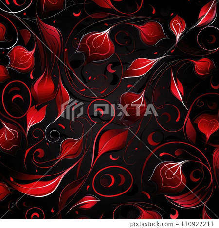 Valentines day flat abstract pink, red hearts black background banner. Perfect for Valentines Day card, romantic themed design, voucher, greeting card, wrapping paper, gift package. Concept love. 110922211