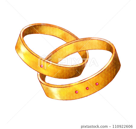 Golden wedding ring . Valentines day object . Watercolor painting elements . Illustration . Golden wedding ring . Valentines day object . Watercolor painting elements . Illustration . 110922606