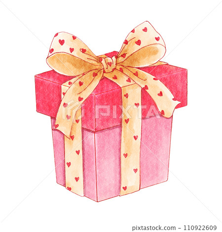Gift box . Valentines day object . Watercolor painting elements . Illustration . Gift box . Valentines day object . Watercolor painting elements . Illustration . 110922609