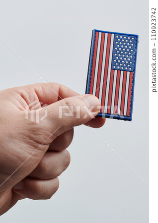 Hand holding american flag Hand holding american flag 110923742