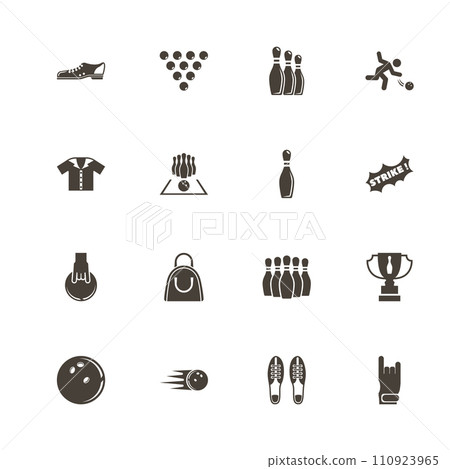 Bowling - Flat Vector Icons 110923965