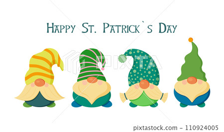 Vector illustration set of gnomes with Happy St Patrick s Day 110924005