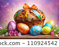 Traditional Easter cake or sweet Easter bread. 110924542