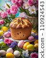 Italian panettone or sweet Easter bread. 110924543