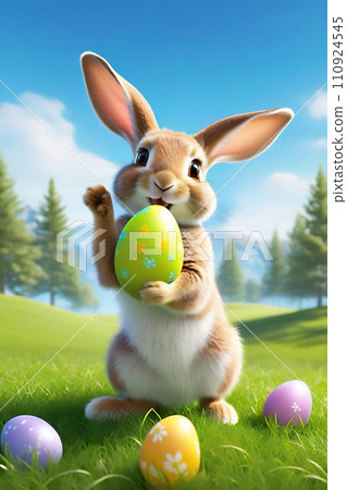 Funny card with a funny Easter bunny. 110924545