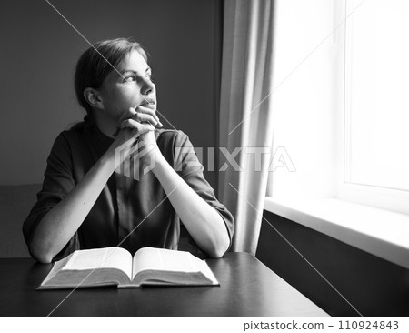 Young girl with old book 110924843