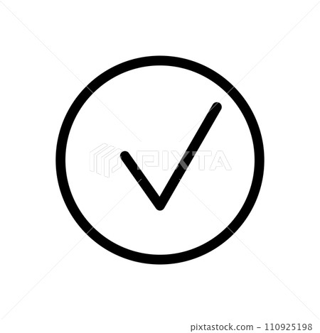 Vector black line icon check mark isolated on white background 110925198