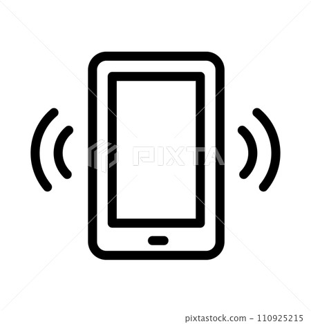 Vector black line icon loud sound on phone isolated on white background 110925215