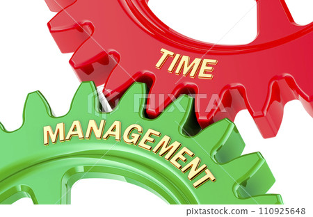 Time Management, concept with colored gearwheels. 3D rendering Time Management, concept with colored gearwheels. 3D rendering 110925648
